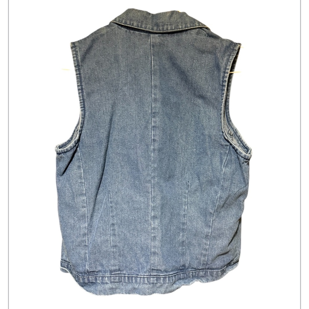 Central Falls Vintage Denim Vest Women’s Medium 90s Y2K Button Front Sleeveless - Picture 3 of 5